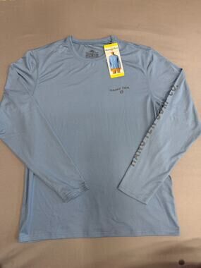 Hang Ten Men’s Long Sleeve Sun Shirt, Blue UPF 50+ Quick Dry Stretch NWT, SM